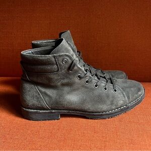 John Varvatos Charcoal Suede Lace-Up Boots